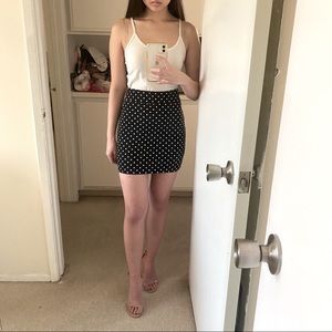 Black & white polka dot mini skirt